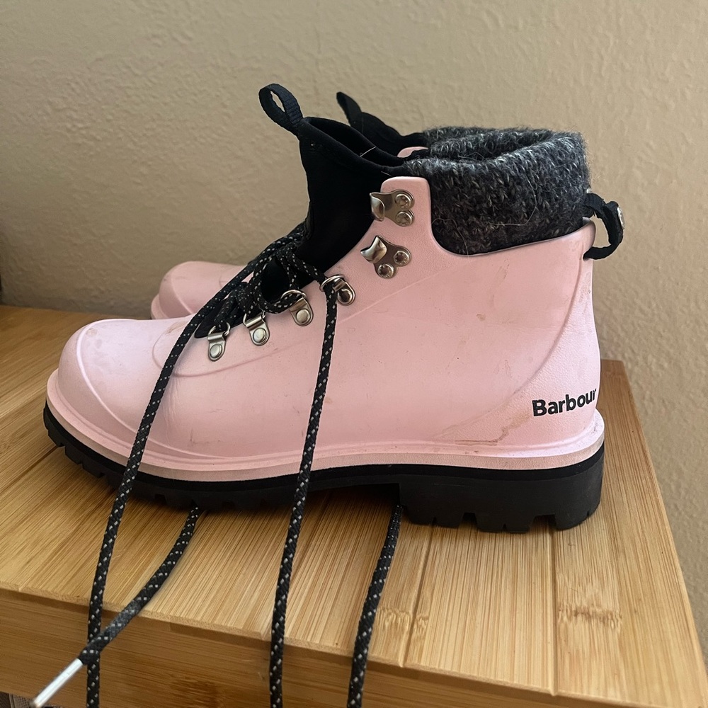 Pink Barbour Snow Boots
